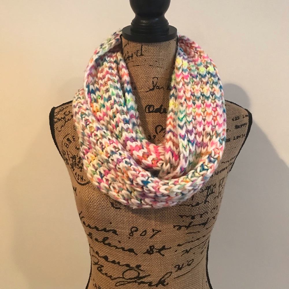 Rainbow knit scarf
